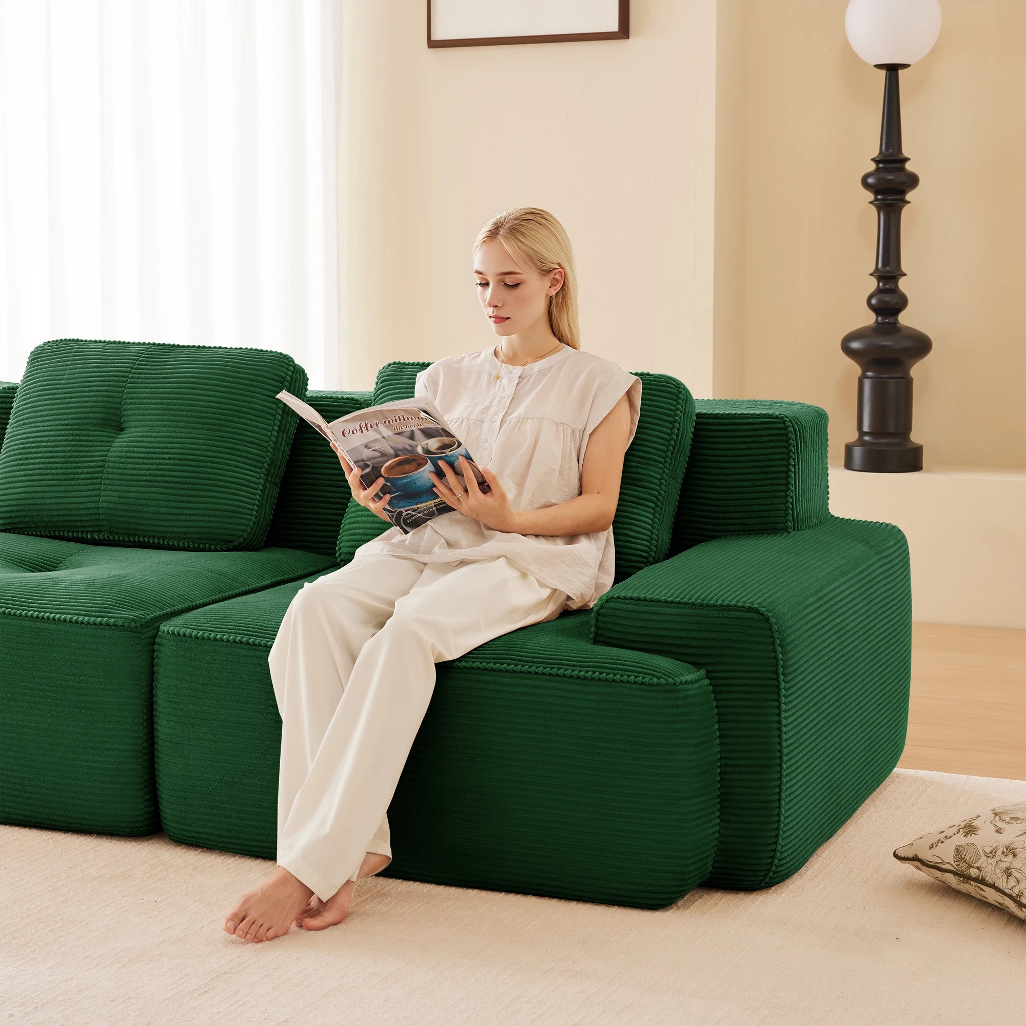 Canapé Luxe Vert Émeraude – Élégance & Confort Absolu